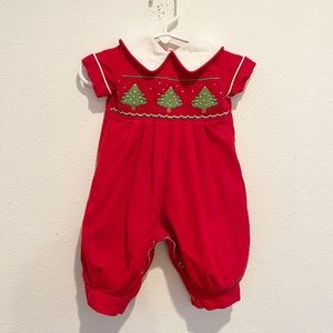 Mom & me red corduroy smocked one-all one piece